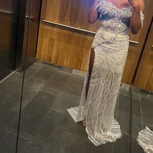 Elegant Silver Sequin Gown